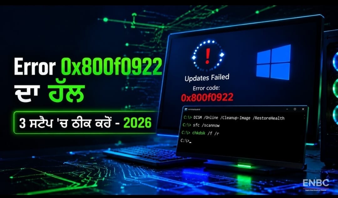 Windows 11 Error 0x800f0922 Fix ਜੁਲਾਈ 2026: KB5094126 Update Fail ਹੋ ਰਿਹਾ? 3 ਸਟੈਪ ‘ਚ ਠੀਕ ਕਰੋ