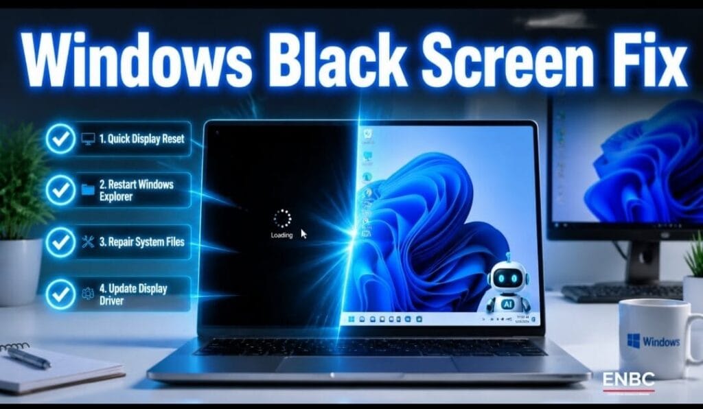Black Screen Error Fix in Windows 11 and 10 using 4 AI steps