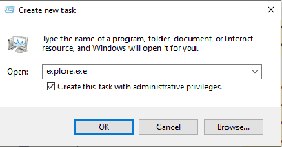 Restarting explorer.exe using Task Manager to fix Windows White Screen of Death