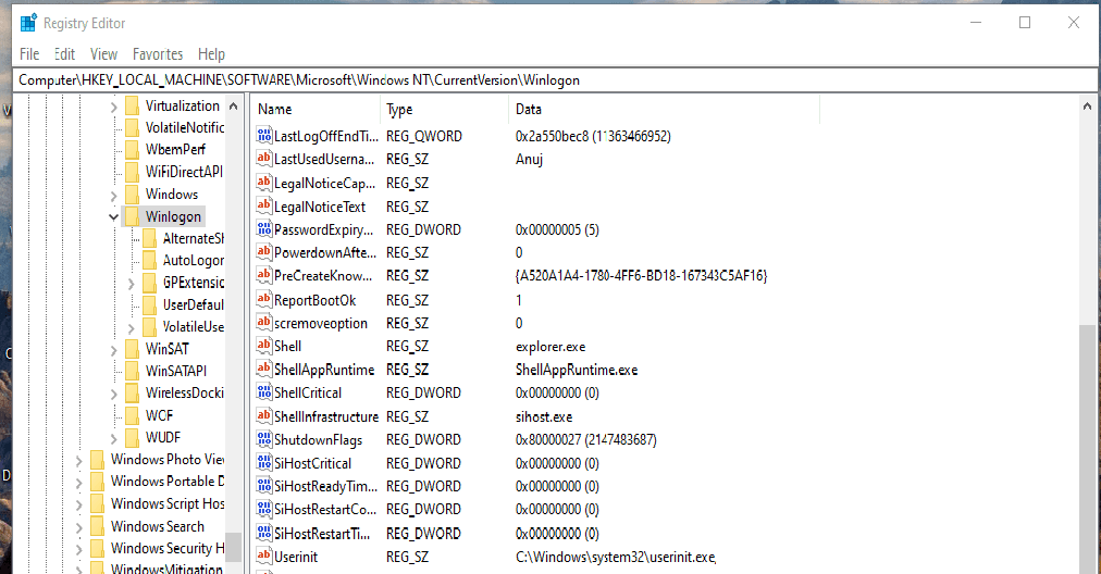 Configuring Winlogon Shell value to explorer.exe in Registry Editor to fix Windows White Screen of Death